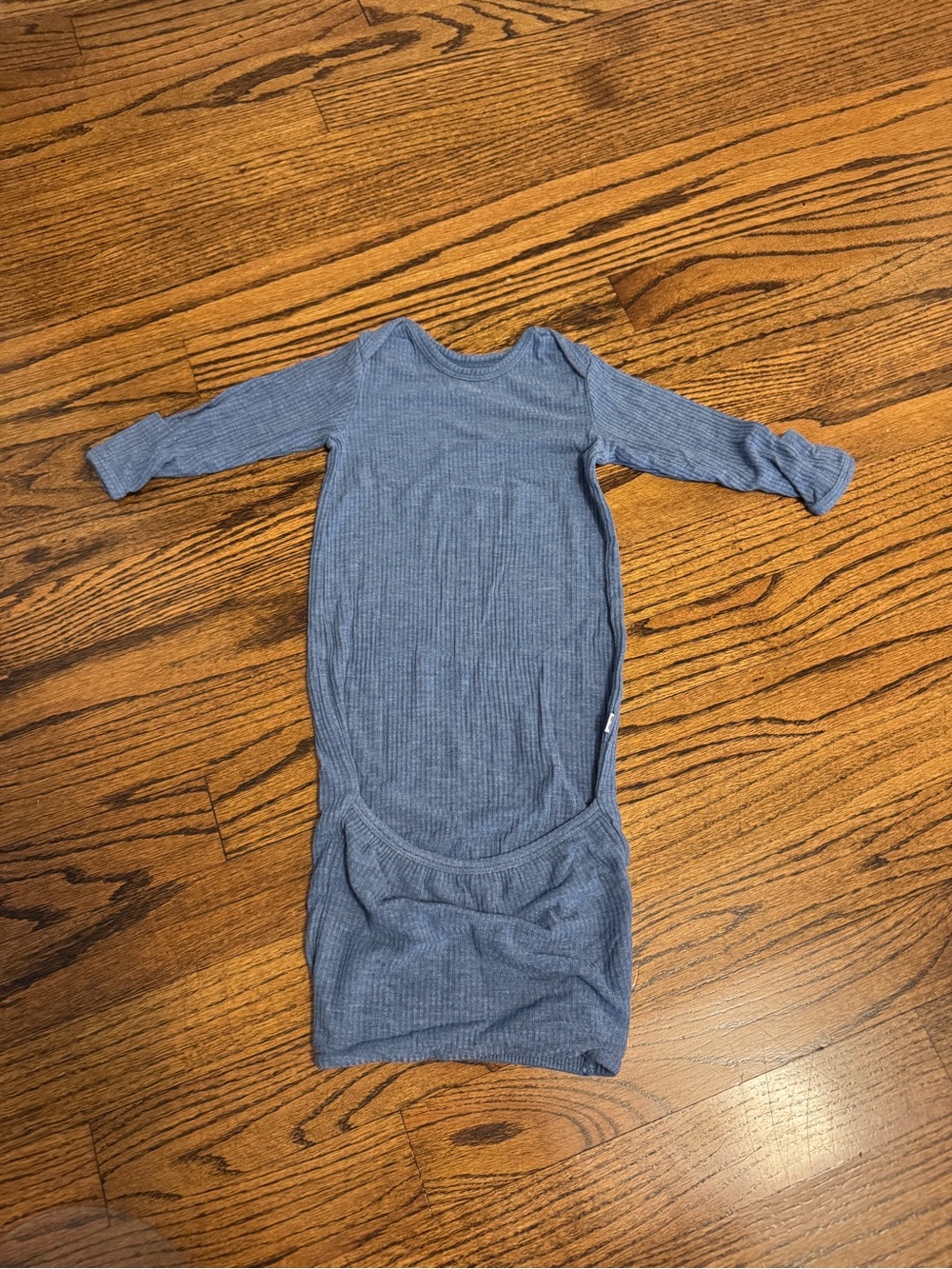 Little Sleepies Blue Ribbed Sleep Gown - Soft Long-Sleeve Pajamas - Newborn
